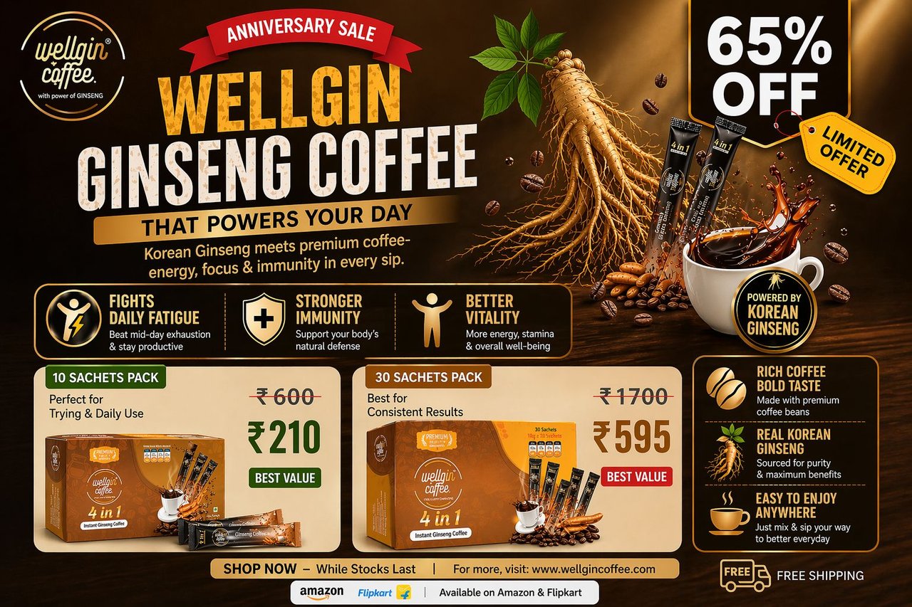 Wellgin Ginseng Coffee – Get 65% Off for Natural Energy & Wellness