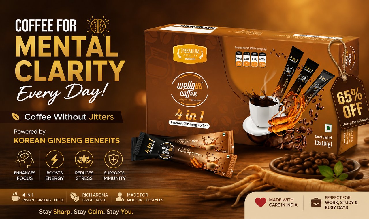 Coffee for Mental Clarity in India with Coffee Without Jitters and Korean Ginseng Benefits